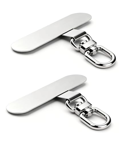 Elderoaki Universal Phone Tether Tab Cell Phone Lanyard Tab for Wristlet & Crossbody Straps Anti-tangled Secure Phone Charm Holder Patch Compatible with All Smartphone Cases soft steel 2pcs