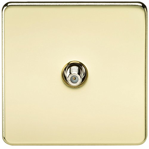 Knightsbridge SF0150PB 1-Gang Screwless Satellite TV Outlet - Polished Brass by Knightsbridge
