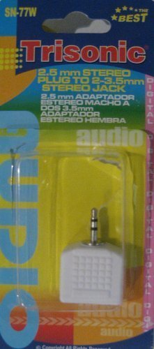 Trisonic 2.5mm to 2-3.5 Stereo Headphone Splitter Y Adapter