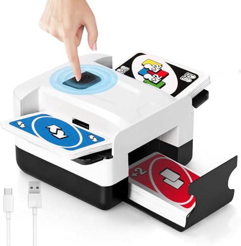 Automatic Card Shuffler Rechargeable Playing Cards for Skip-Bo,Pokemon,Phase 10 Blackjack Longer Lasting 2 Deck Card Shuffler Machine for Home Party Card Games