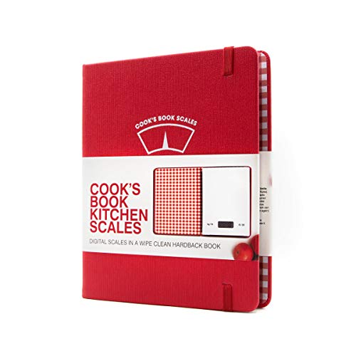 Suck UK Cook's Book Kitchen Scale | Digital Food Scale | Kitchen Gadgets | Baking Accessories | Cooking Accessories | Hidden Weighing Scales In A Book | Red Hard Case Cover | Easy Clean Glass Surface