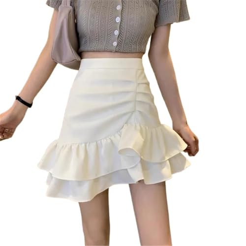 Women's Adjustable Waist Wool Pleated Skirt High Waisted Slim