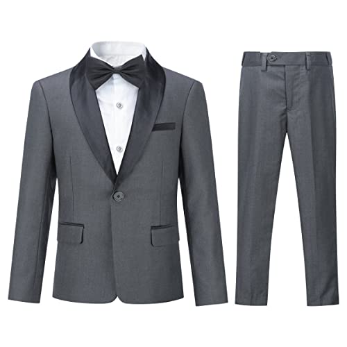 Boyland Boys Tuxedo Suit Shawl Lapel 2 Pieces Slim Fit Suit Jacket Pants Suit Set Prom Party #TOP22