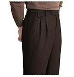 Mens Pants Tweed Herringbone Vintage Dress Pant Trousers Regular Fit Suit Pants for Men Coffee36W×34L