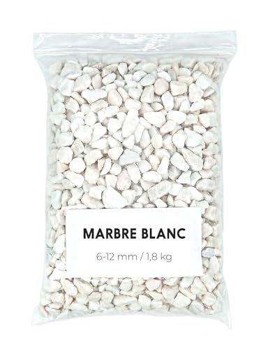 Landare Gravier Blanc 1,8 Kg - Gravier Aquarium - Gravier Decoratif - Cailloux Decoratif - Gravier Jardin Exterieur - Galet - Cailloux Aquarium Decoration (9-12 mm) (Blanc)