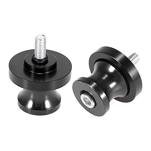 Motoforti 2pcs Bobine Bras Oscillant 6mm M6x1.0 Diabolo Moto Support Noir Aluminium Alliage Cover