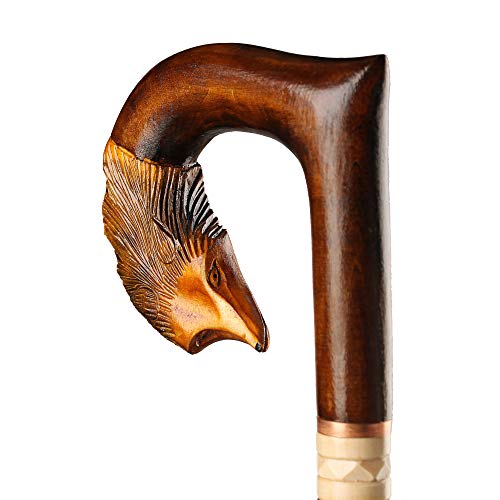 Orsus Wooden Walking Cane for Women Walking Stick Fox Hand Carved Stick 36"