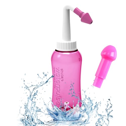 QIYILE Juego de enjuague nasal, 300 ml, olla Neti, enjuague nasal, limpiador nasal portátil, para adultos y niños