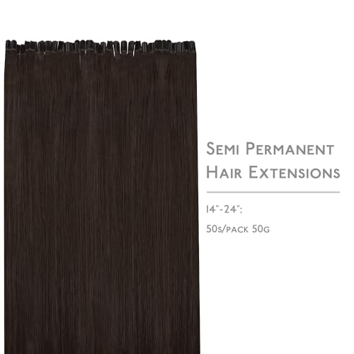 Image of WENNALIFE U Tip Hair Extensions Human Hair, 50g 50s 20 Inch Light Dark Brown Remy Hair K Tip Hair Extension Real Human Hair Invisible Straight Keratin Hair Extensions