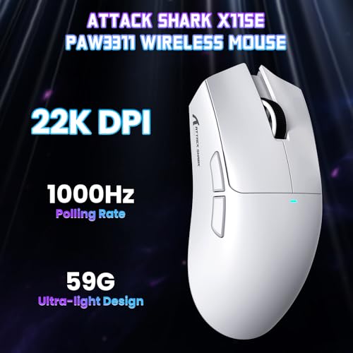 ATTACK SHARK X11 SE Bezprzewodowa Mysz Gamingowa, Sensor PixArt PAW3311, BT/2.4G Bezprzewodowa/Przewodowa, 22000 DPI, 65
