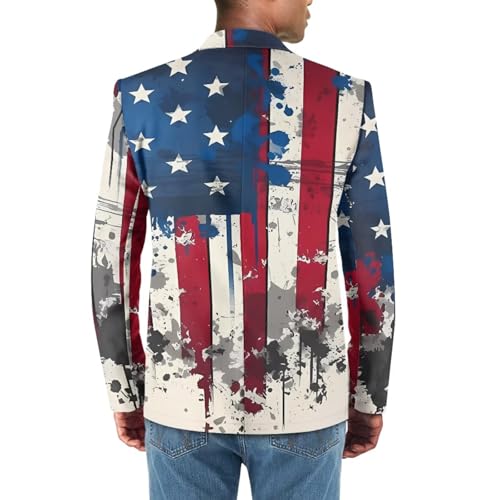 Men's Sport Coat Blazer with Pocket Patriotic Jacket for Formal4