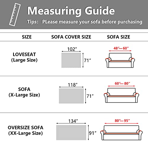 Meetsky Couch Cover Sectional L Shape Recliner Couch Cover Sofa Slipcover Washable Fabric Cotton Blend, Woven Texture Modern Style For Living Room Decoration, 71" X 118", X-Large, Light Gray #TOP6