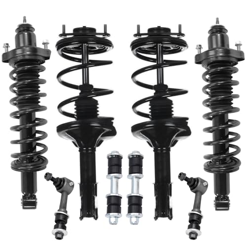 Image of Detroit Axle - FWD Front Rear Suspension Kit for 2002-2007 Mitsubishi Lancer 4 Ready Struts with Coil Spring 4 Sway Bar Links 2003 2004 2005 2006 Replacement