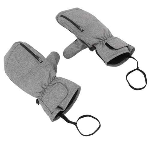 Mitaines de ski imperméables grises en tissu thermique de haute qualité - 3