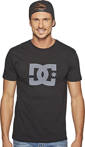DC Men's Star Short Sleeve Logo Tee Shirt, Black/Dark Shadow, Medium
