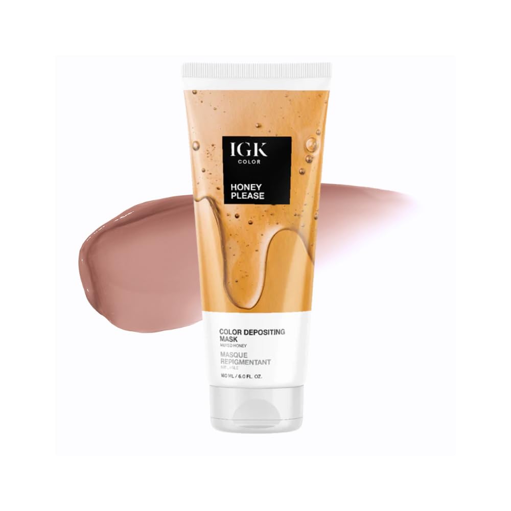 IGK Hair Gloss Toner & Color Depositing Mask | Muted Honey Semi-Permanent | Vegan + Cruelty Free | Honey Please