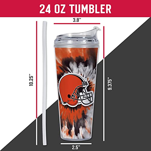 Image of Rico Industries NFL Football Glitter 24oz Acrylic Glitter Tumbler with Hinged Lid, Officially Licensed Double Wall Tumbler with Straw