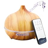 Ogdni Essential Oil Diffuser with Bluetooth Speaker,400ml Aroma Diffuser,Aromatherapy Diffuser Humidifier with 4 Timer Waterless Auto Shut-Off Cool Mist Humidifier for Home Office (Light Brown-1)