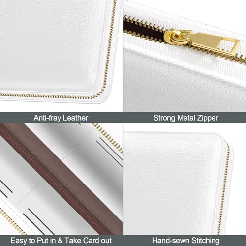 Image of Nipichsha Womens Wallet, RFID Wristlet Wallet for Women, Cute Ladies Purse, Large Credit Card Clutch Purse, Leather Card Holder Wallets with Zipper & Phone Holder, White