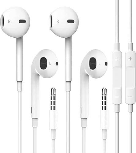 2 Pack Apple Earbuds [Apple MFi Certified] Earphones Wired with Microphone for 3.5mm iPhone Headphones (Built-in Microphone & Volume Control) Compatible with iPhone, iPad, iPod, PC, MP3/4