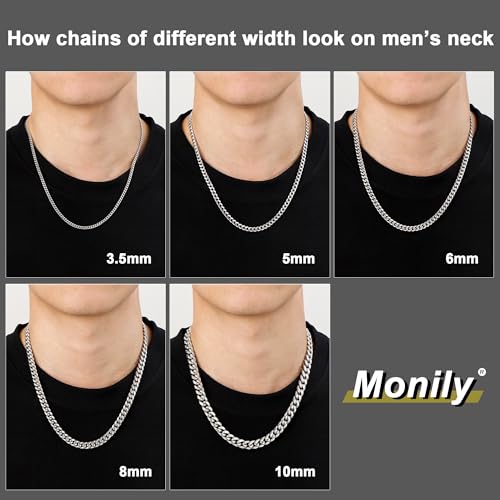 Monily Cuban Link Chain for Men Stainless Steel Mens Chain Necklaces 6 mm 16 Inches