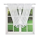 Flying Curtains Kurzes Vorhang-Panel mit Zirkonia Stickerei Spitze Kristall Deko Gardinen-Panel für Wohnzimmer Schlafzimmer Fenster-Gardine Scheibengardinen Modern Home Decor L402 120x130 cm Weiß