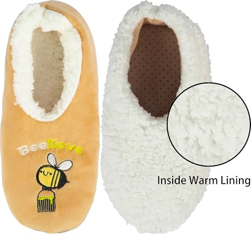 Image of BenSorts Fuzzy Slipper Socks for Women Funny House Slippers with Grips | Warm Cozy Cute Socks Non Slip Gifts Thick Stocking Stuffers Christmas