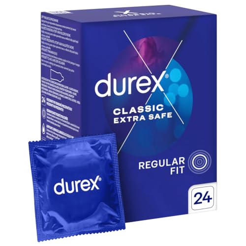 Durex CLASSIC EXTRA SAFE Condones lubricantes más gruesos 24 unidades