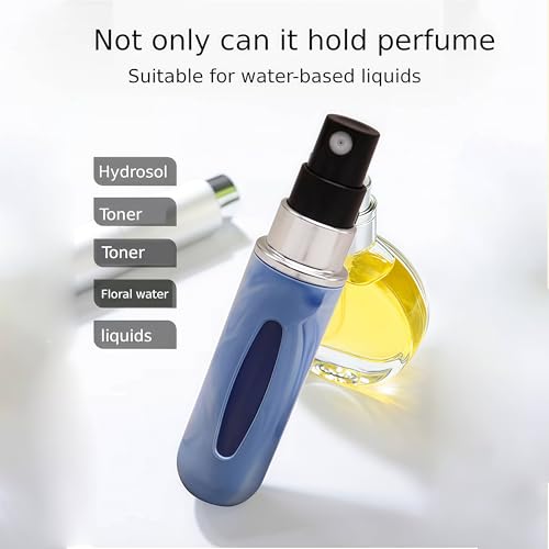 5ML Travel Perfume Bottle Refillable, 4PC Mini Perfume Refillable Bottle, Fill from Bottom Travel Perfume Bottle for Traveling and Outgoing (Blue- white-black-gray)2