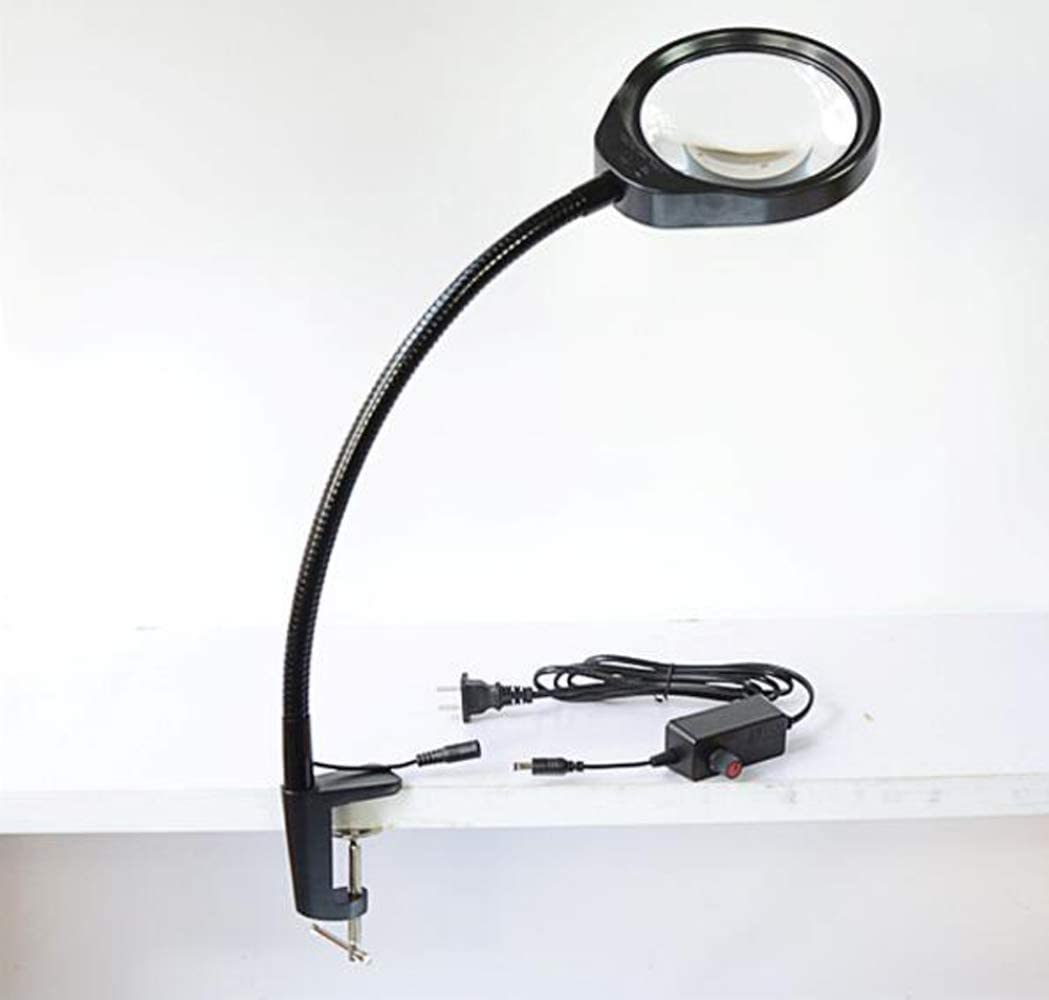 8X 127 MM LED Leuchtlupe Metallschlauch Lupe Schreibtisch Tisch Leselampe Licht mit Klemme, Interesting