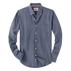 J.VER Oxford Herren Hemd Bügelfrei Regular Fit Hemd Langarm Casual Hemd aus Oxford Button down Hemd Faltenfrei Freizeithemd mit Tasche