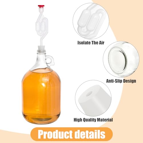 Suclain 6 peças de jarro de fermentação de vidro de 1 galão de vidro transparente com 6 peças de rol