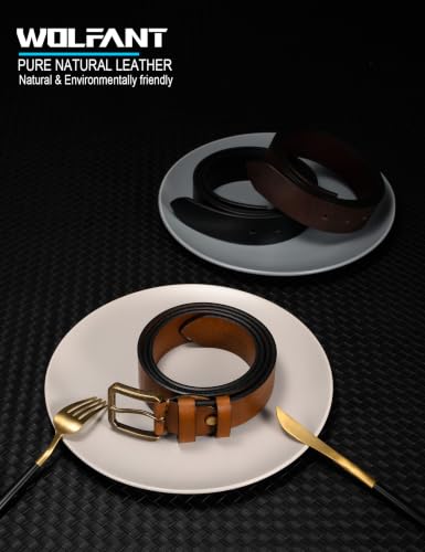 Image of WOLFANT Thicken Full Grain Leather Belt for Men,1.5 inch Italian Solid Leather | All-Day Comfy Heavy Duty Leather Belt for Casual, Work and Daily Wear