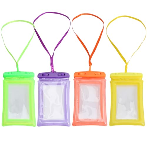 KALLORY 4Pcs Phone Protection Bag Set for Swimming Diving Outdoor Activities Transparent Touch Screen Pouch for Cell Phone Storage Random Color