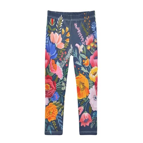 Toddler Girls Leggings Printed Yoga Pants Leggings Vibrant Gouache Flower for Kids