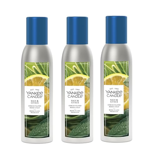 Yankee Candle Concentrated Room Spray Air Freshener Instant Home Fragrance Odor Eliminating Spray Sage & Citrus (Pack of 3)