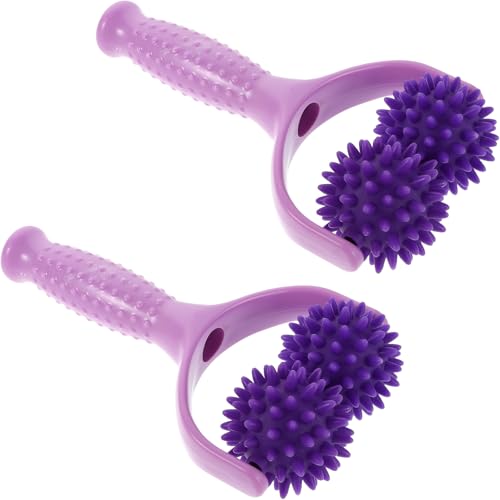 TOVINANNA Rodillo de Masaje Manual Forma Bola Puntiaguda, Set 2 Piezas en Púrpura Claro y Oscuro, Portátil para Relajación Muscular Profunda, Adecuado para Hombros, Cuello y Yoga