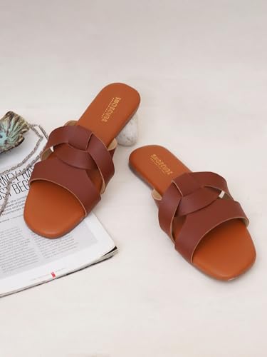 Image of Women's Tread Flat Sandals Lightweight & Flexible Comfortable Design Anti-Skid Sole Versatile Style For Girls /Ladies