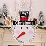 Christmas Advent Calendar Sign Wooden Santa Claus Snowman Pointer Christmas Countdown Calendar Clock Shaped Days Until Christmas Hanging Sign for Holiday Home Wall Decoration (Snowman)