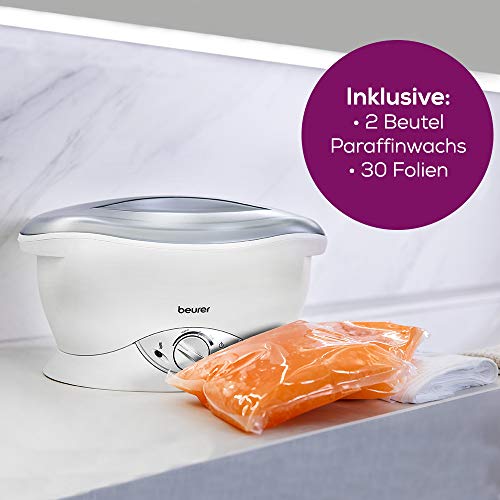 Beurer MP 70 Paraffinbad, elektrisches Wachsbad mit Paraffinwachs und Folien, versorgt die Haut mit Feuchtigkeit, Wachserwärmer für Hände und Füße
