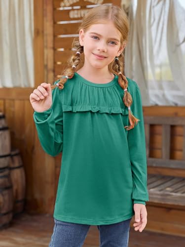 Image of Haloumoning Girls Crew Neck T Shirts Peplum Babydoll Tops Tees 4-15 Years | Girls T-Shirts, Casual Loose Tunic Tops, Cute Ruffle T Shirts, Short Sleeve Shirts, Long Sleeve Blouse