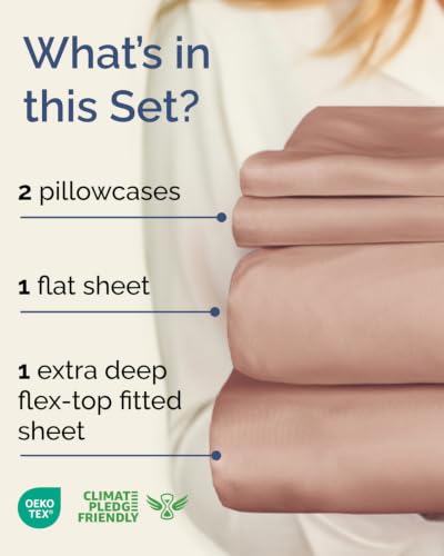 Image of Flex Top Split Head King Sheet Set - 4 Piece Extra Deep Sheets - Mauve