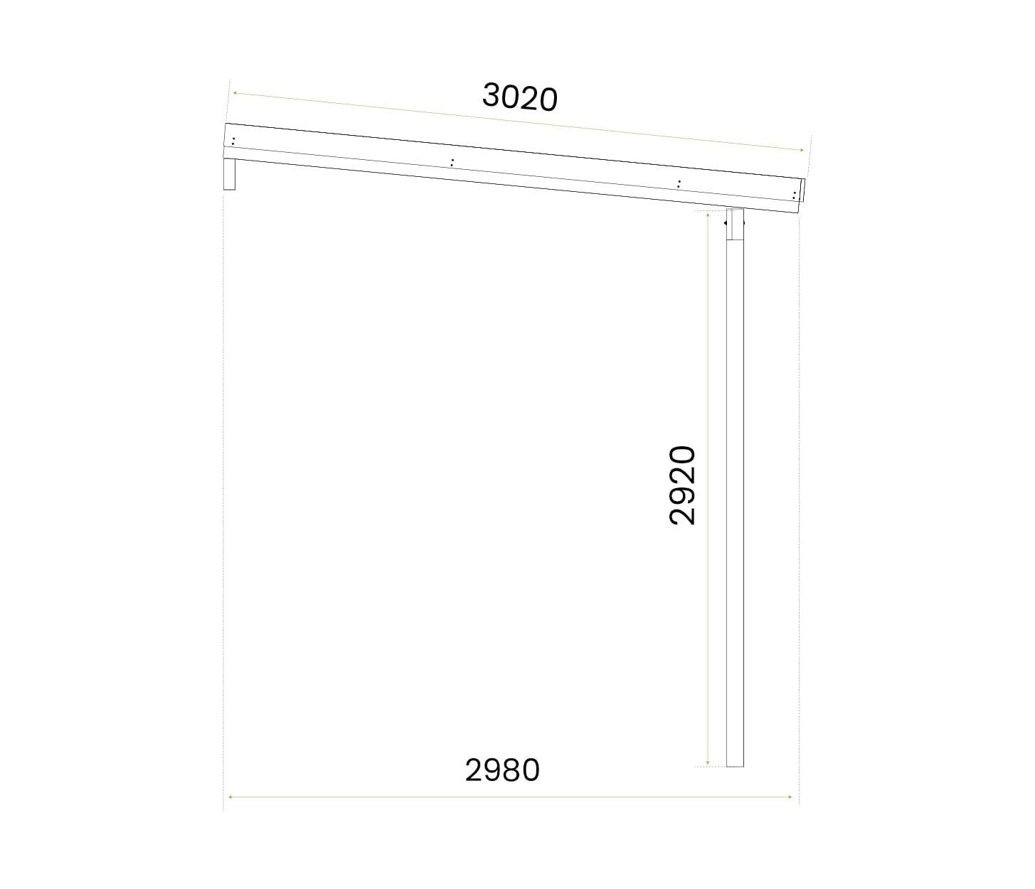 Wood&Play Pensilina da parete in legno - Lavorazione di alta qualità - Autoassemblaggio - Stabile e durevole - Base solida - Utilizzo versatile - 300 x 724 cm