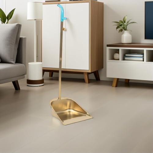 Recogedor de acero inoxidable metálico con mango largo y boca extra ancha 8