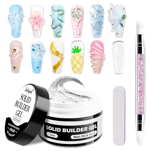 Sularpek 15ml Solide Sculpture Builder Gel, 3D Gel Nail Art, Gels Construction Ongle UV, Non-Stick Gels 3D Ongle, pour Extension Décoration et Répare Nail...