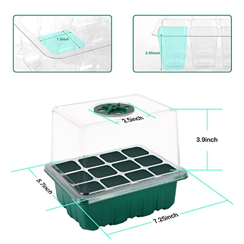 Seed-Starter-Tray-6PCS-Seed-Starter-Kit-with-Grow-Light-Seedling-Trays-with-Humidity-Domes-Covers-Height-39-Indoor-Gardening-Plant-Germination-Trays-12-Cells-per-Tray