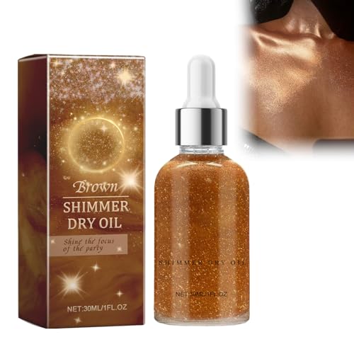 Aceite Para El Cuerpo Brillante, Loción Corporal Con Glitter, Body Luminizer, Maquillaje Iluminador Body Shimmer, Shimmer Dry Oil, Piel Del Cuerpo Y Clavícula Brillantes (Marrón)
