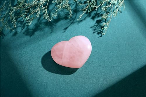 AWARDSEN 45 mm Rose Quartz Crystal Heart, Big Healing Crystals Stone, Natural Love Hearts Gemstones, Pocket Palm Stones for Anxiety Relief, Crystal Gifts for Women, Valentines Day Gifts for Her - Image 5