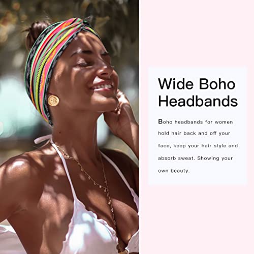 Image of Tobeffect Wide Headbands for Women, 7'' Boho Turban Headband Large Hairband Twisted Hair Accessories, 6 pack