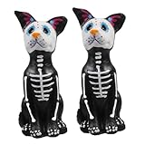 JUMPLAWN 2 Piezas Figuras de Perro Esqueleto de Resina Adornos para Fiesta Halloween Decoración Pequeña para Jardín y Mesa Duradero y Estable para Hogar Temáticos